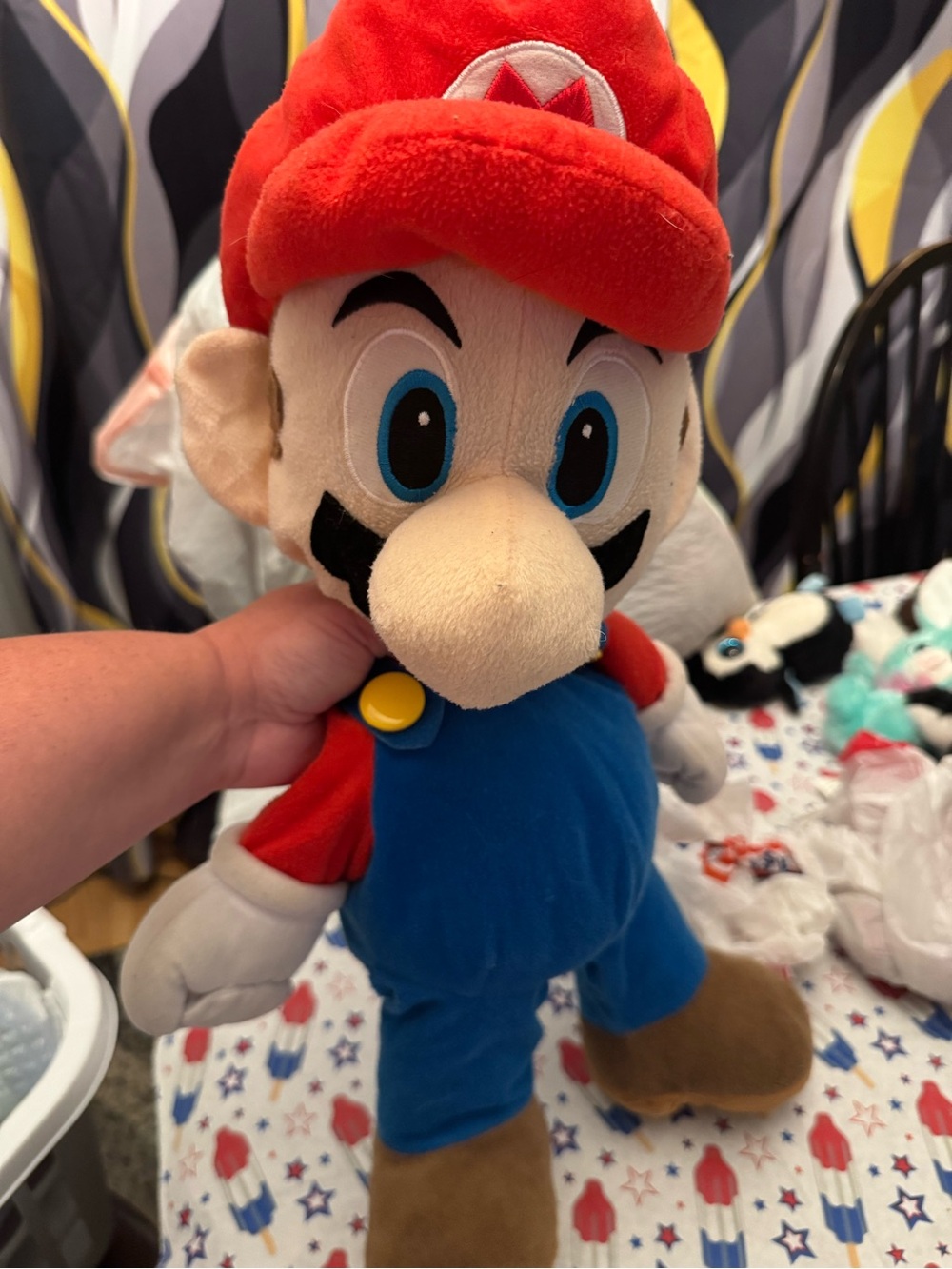 Universal Thread Plush Mario-Style Red Hat Blue Outfit Stuffed Toy